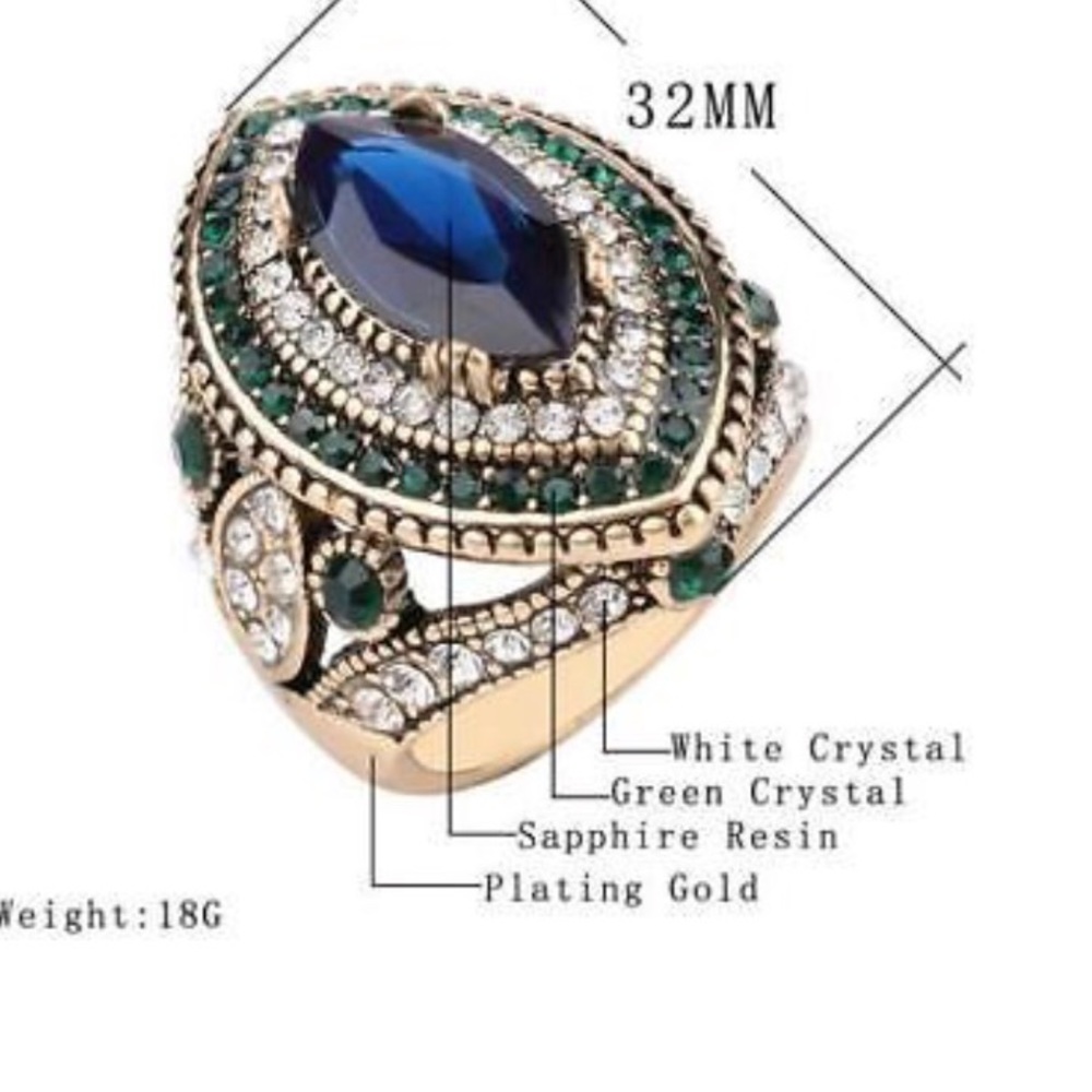 Multi-Color Stone Crystal Ring - image 3